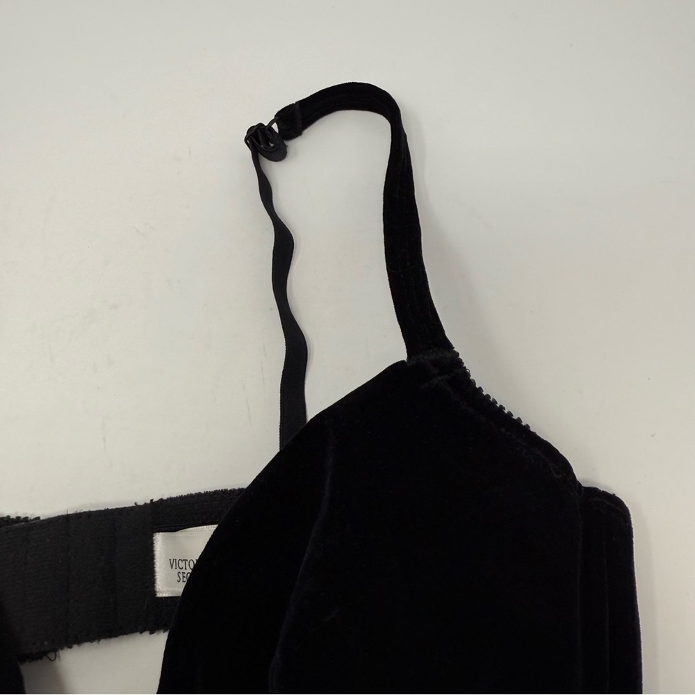 Victoria’s Secret Vintage Black Velvet Bow Bra 36C - Picture 3 of 8